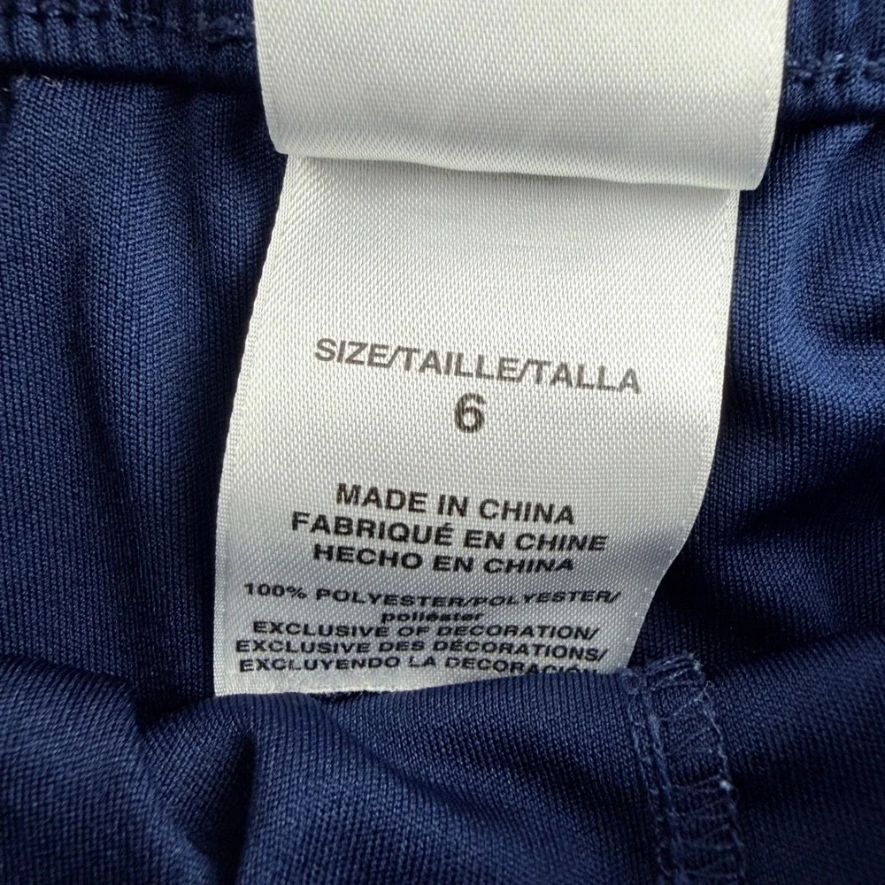 Adidas Navy Blue Shorts Kids Size 6 Red Graphic Hem Athletic Activewear